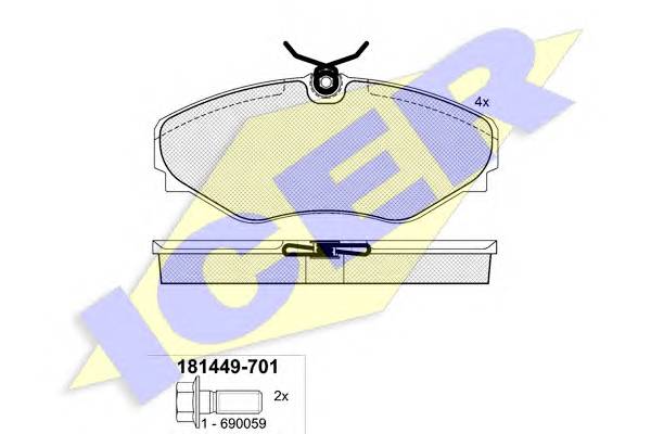 ICER 181449-701 Комплект гальмівних колодок,