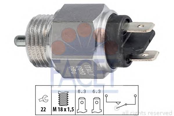 FACET 7.6010 Вимикач, фара заднього