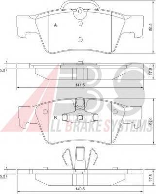 A.B.S. 37509 Комплект гальмівних колодок,