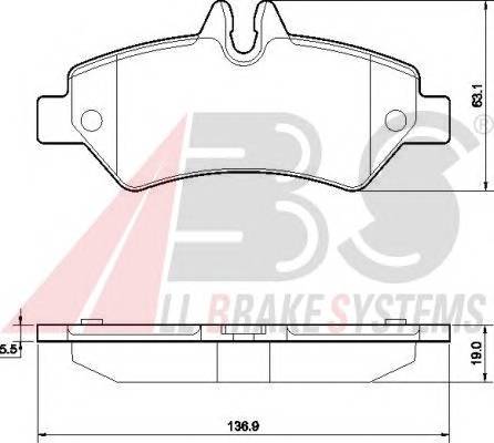 A.B.S. 37555 Комплект гальмівних колодок,