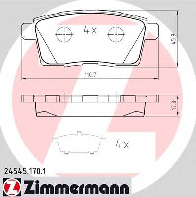 ZIMMERMANN 24545.170.1 Комплект гальмівних колодок,