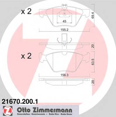 ZIMMERMANN 21670.200.1 Комплект гальмівних колодок,