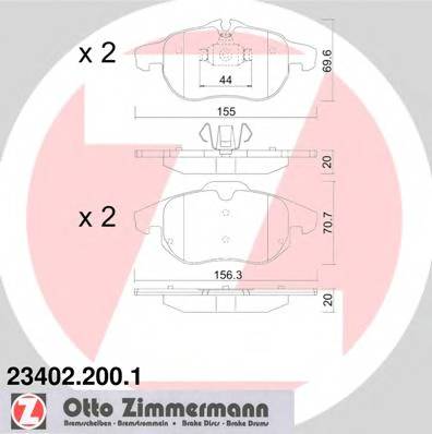 ZIMMERMANN 23402.200.1 Комплект гальмівних колодок,