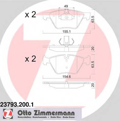 ZIMMERMANN 23793.200.1 Комплект гальмівних колодок,