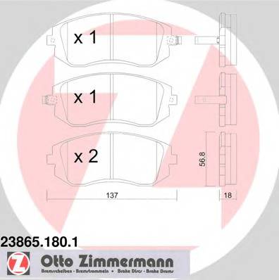 ZIMMERMANN 23865.180.1 Комплект гальмівних колодок,