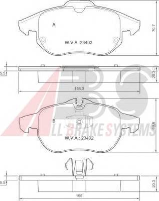 A.B.S. 37300 Комплект гальмівних колодок,