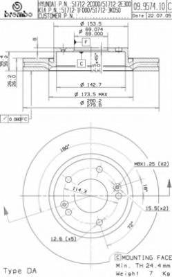 BREMBO 09.9574.10 Тормозной диск