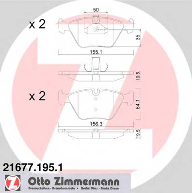 ZIMMERMANN 21677.195.1 Комплект тормозных колодок,