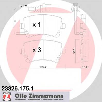 ZIMMERMANN 23326.175.1 Комплект гальмівних колодок,