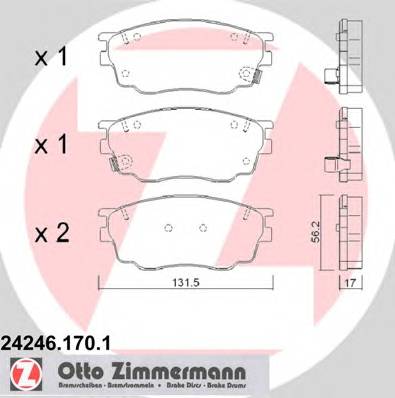 ZIMMERMANN 24246.170.1 Комплект гальмівних колодок,