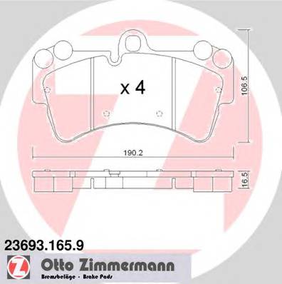 ZIMMERMANN 23693.165.9 Комплект гальмівних колодок,