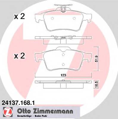 ZIMMERMANN 24137.168.1 Комплект гальмівних колодок,