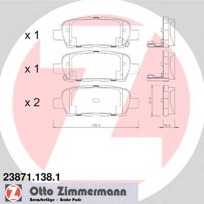 ZIMMERMANN 23871.138.1 Комплект гальмівних колодок,