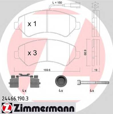 ZIMMERMANN 24466.190.3 Комплект гальмівних колодок,