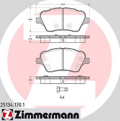 ZIMMERMANN 25134.170.1 Комплект тормозных колодок,