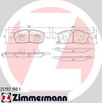 ZIMMERMANN 25192.190.1 Комплект гальмівних колодок,