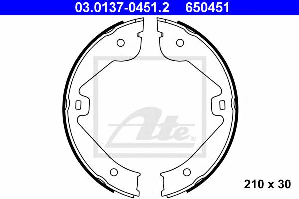 ATE 03.0137-0451.2 Комплект тормозных колодок,