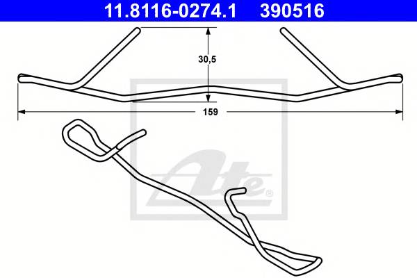 ATE 11.8116-0274.1 Пружина, гальмівний супорт