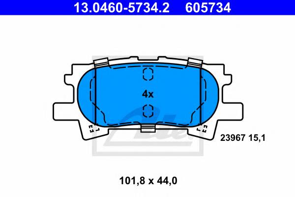 ATE 13.0460-5734.2 Комплект тормозных колодок,