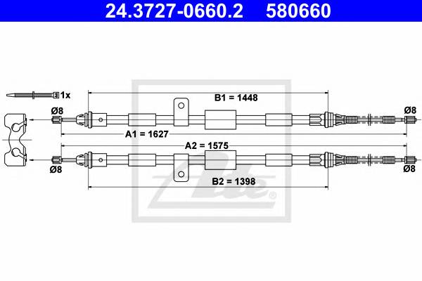 ATE 24.3727-0660.2 Трос, стояночная тормозная