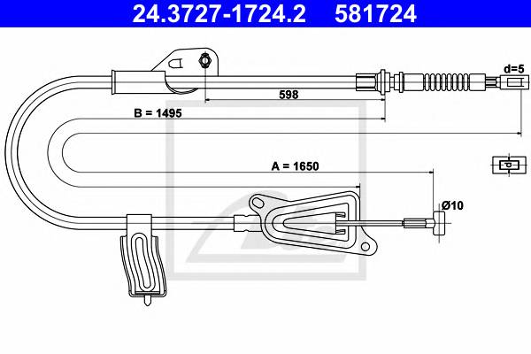 ATE 24.3727-1724.2 Трос, стояночная тормозная