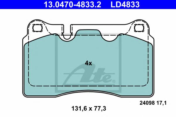 ATE 13047048332 KLOCKI HAMULC. VW