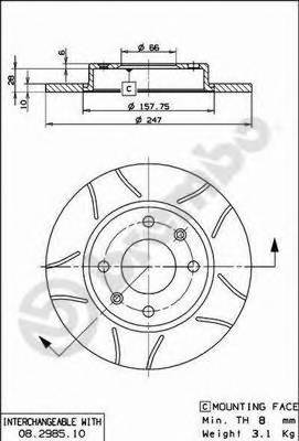 BREMBO 08.2985.75 Тормозной диск