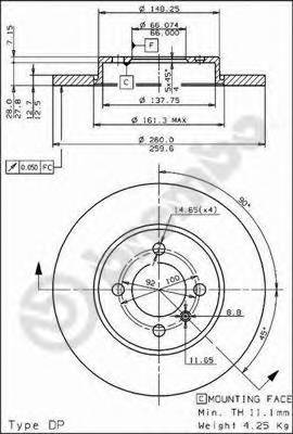 BREMBO 08.3068.10 Тормозной диск