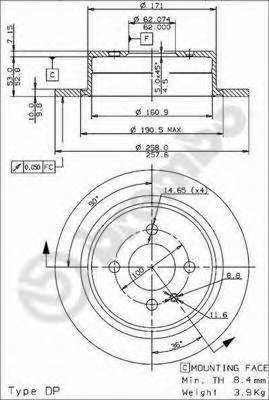 BREMBO 08.3947.24 Тормозной диск