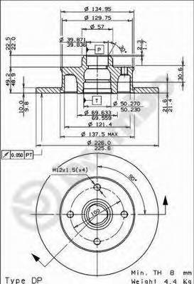 BREMBO 08.5005.14 Тормозной диск