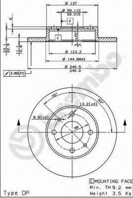 BREMBO 08.5085.11 Тормозний диск