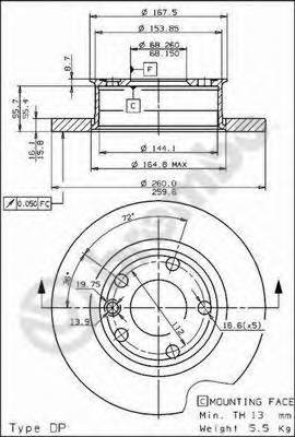 BREMBO 08.5497.10 Тормозной диск