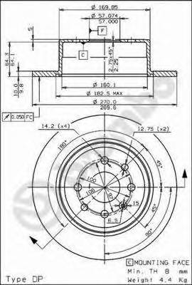 BREMBO 08.7014.10 Тормозной диск