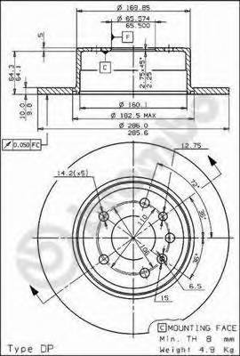 BREMBO 08.7015.10 Тормозной диск