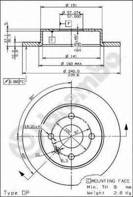 BREMBO 08.7626.11 Тормозной диск