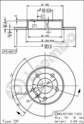 BREMBO 08.7627.11 Гальмівний диск