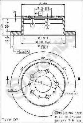 BREMBO 08.8094.30 Тормозной диск