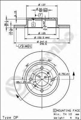 BREMBO 08.8705.11 Тормозний диск