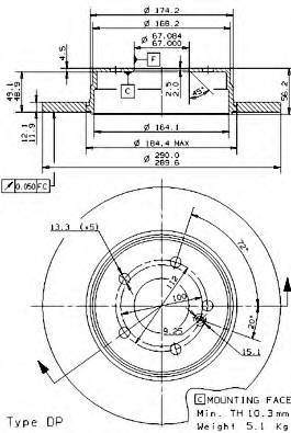 BREMBO 08.9175.11 Тормозной диск