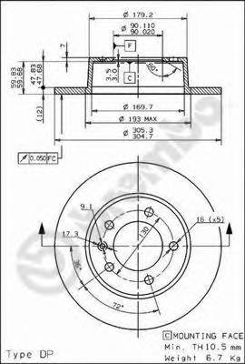 BREMBO 08.9371.10 Тормозной диск