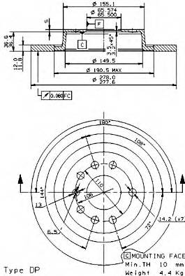 BREMBO 08.9511.10 Тормозной диск