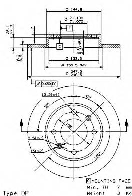 BREMBO 08.9719.10 Тормозной диск