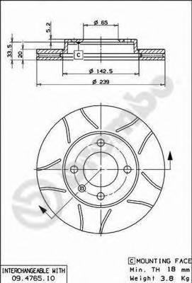 BREMBO 09.4765.75 Гальмівний диск