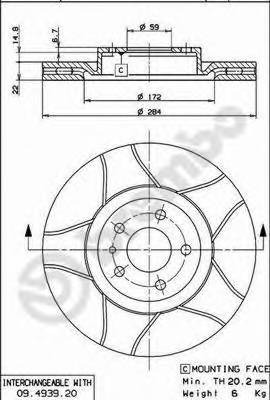 BREMBO 09.4939.76 Гальмівний диск