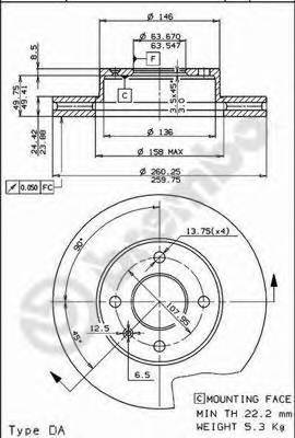 BREMBO 09.5134.10 Тормозной диск