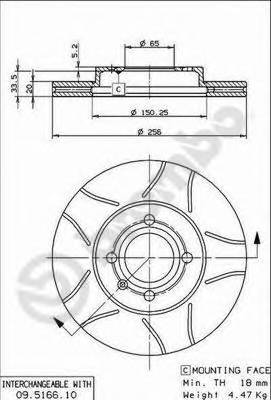 BREMBO 09.5166.75 Тормозной диск