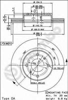 BREMBO 09.5254.20 Тормозной диск