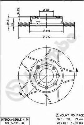 BREMBO 09.5285.75 Гальмівний диск