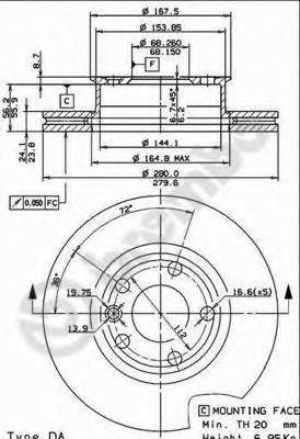 BREMBO 09.5566.10 Тормозной диск