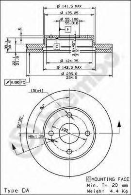 BREMBO 09.5581.34 Тормозной диск